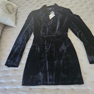 BARDOT Black Velvet Long Sleeve Minidress